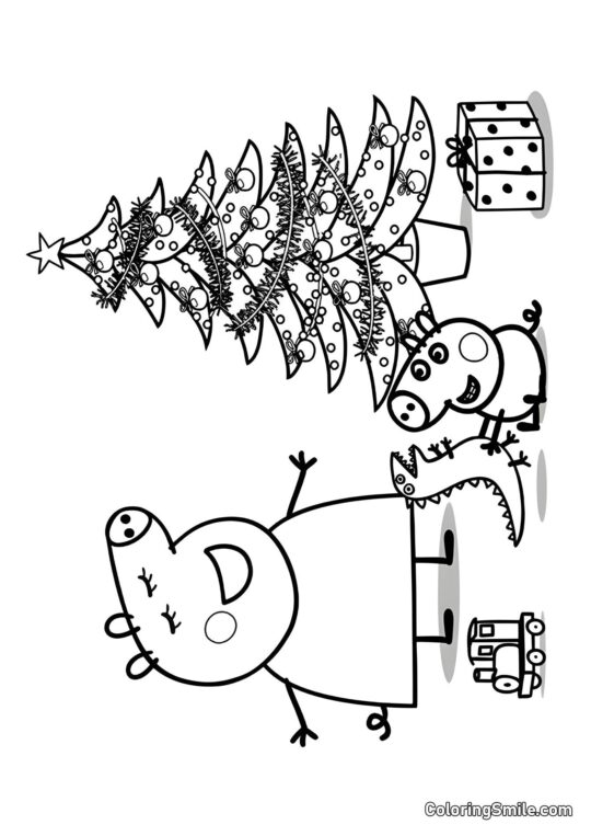 Peppa zu Neujahr - Ausmalbild