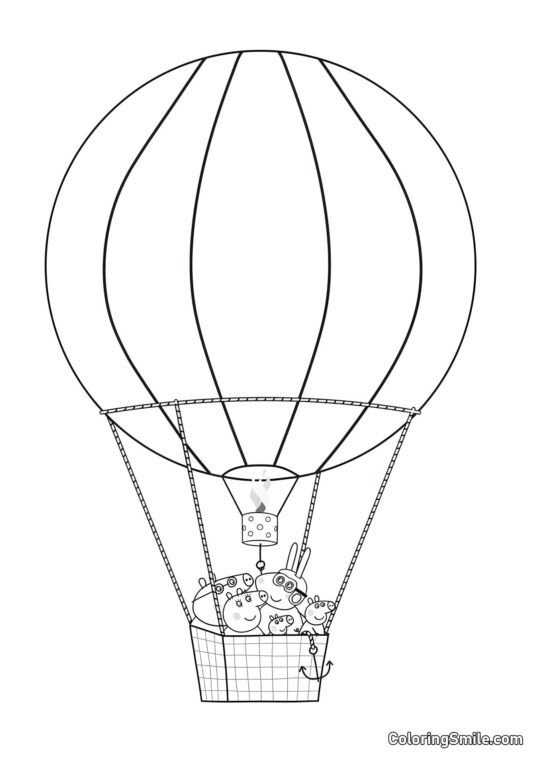 Peppa in einem Heißluftballon - Ausmalbild