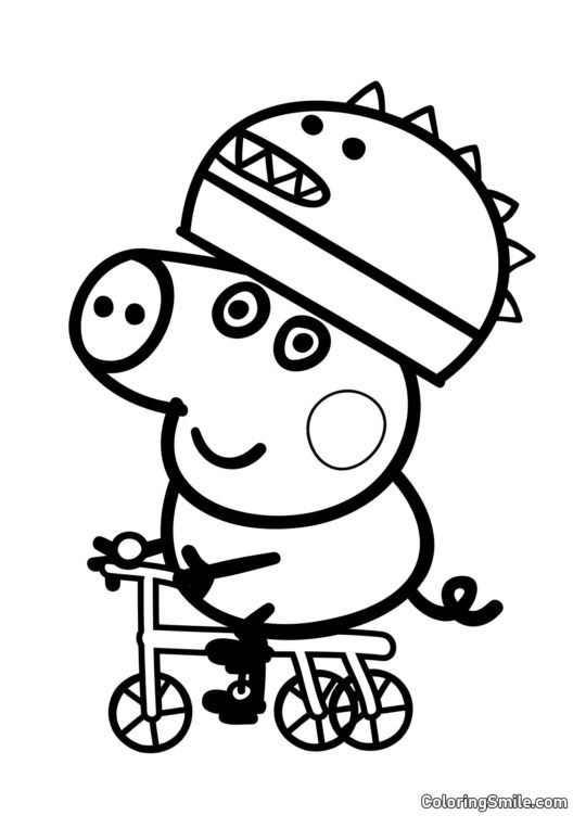 George auf einem Fahrrad - Ausmalbild