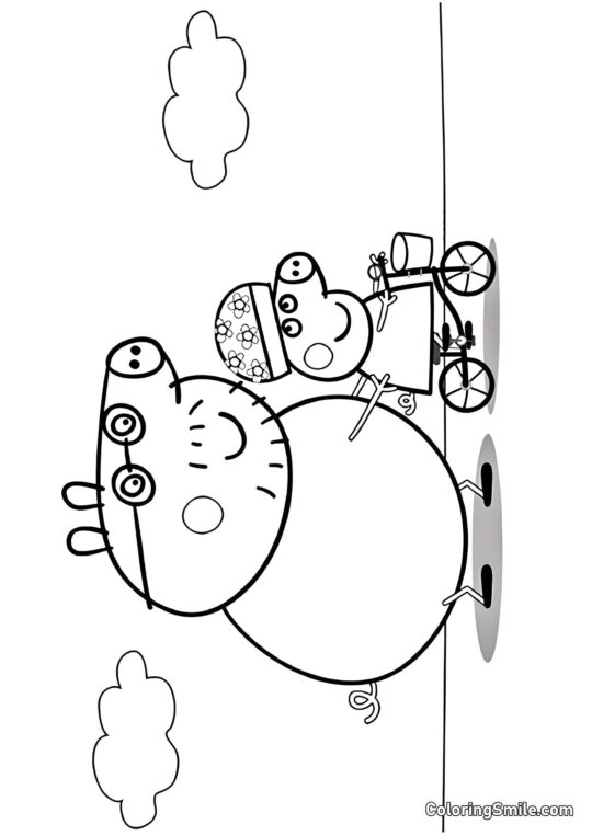Peppa lernt Fahrrad fahren - Ausmalbild