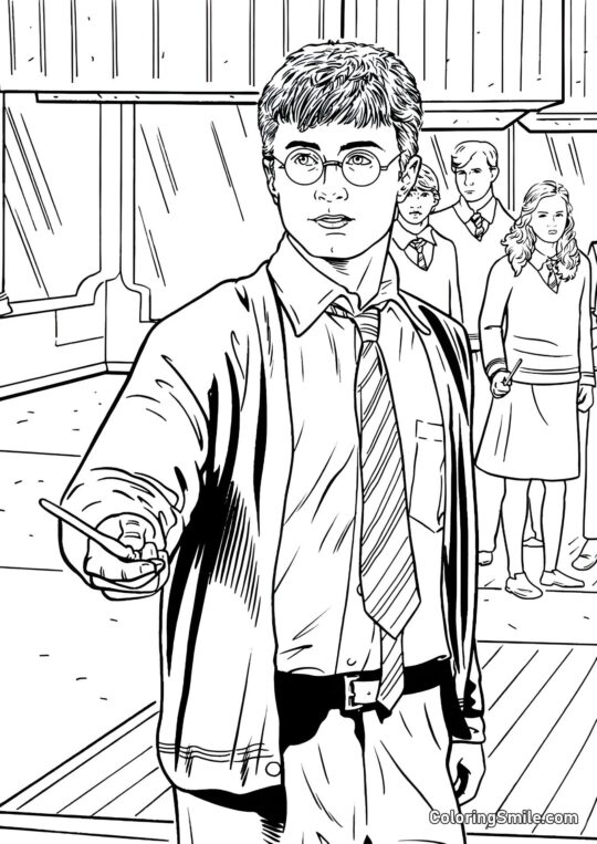 Harry schützt Freunde - Ausmalbild