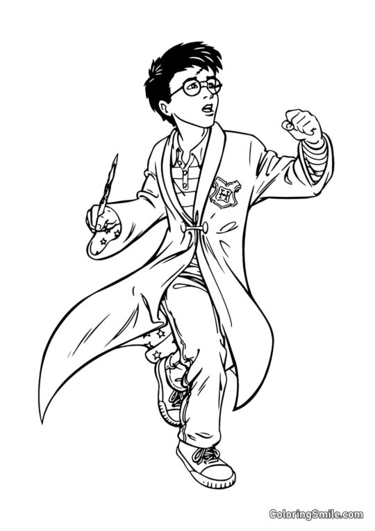 Cartoon Harry geht in die Schlacht - Ausmalbild