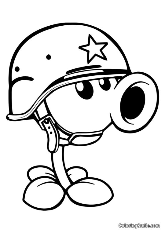 Helm-Erbsenschütze aus Plants vs. Zombies - Ausmalbild