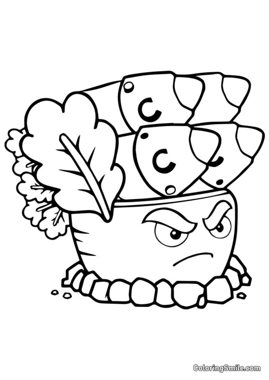 Raketen-Möhre aus Plants vs. Zombies - Ausmalbild