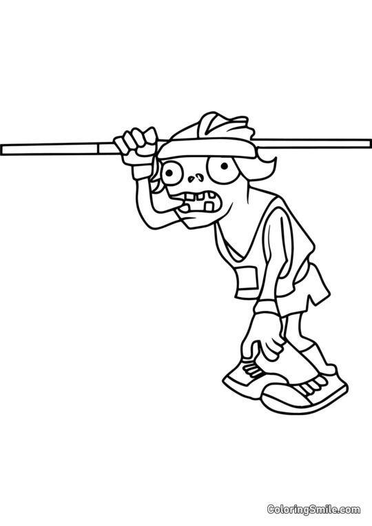 Stabhochsprung-Zombie - Ausmalbild