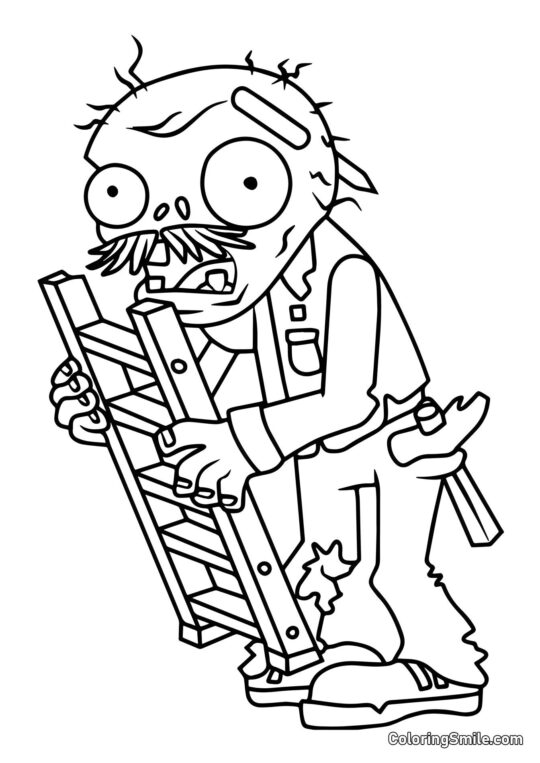 Leiter-Zombie - Ausmalbild