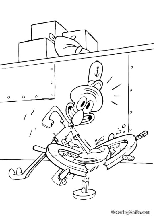 Oktopus Thaddäus belehrt SpongeBob Oktopus Thaddäus belehrt SpongeBob - Ausmalbild