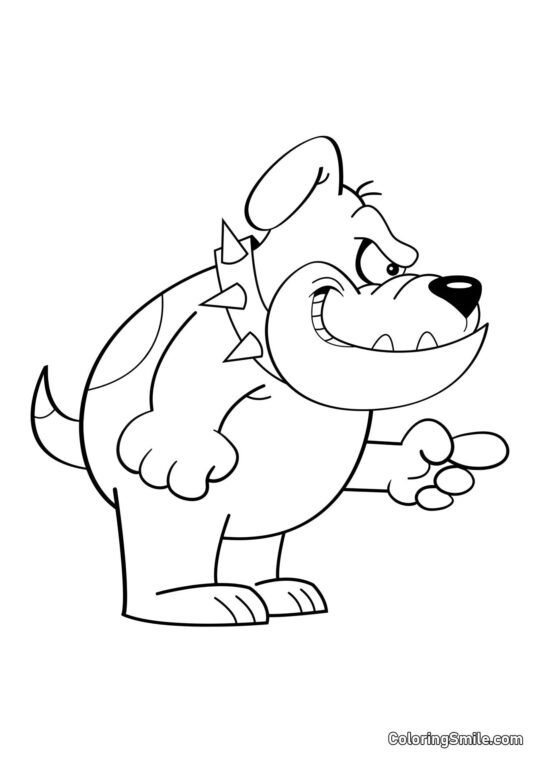 Cartoon Bulldog - Ausmalbild
