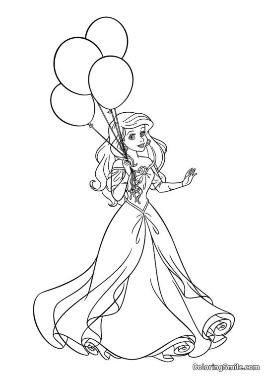 Ariel mit Ballons - Ausmalbild