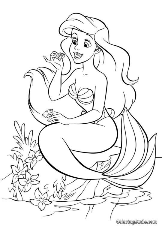 Meerjungfrau mit Konfetti - Ausmalbild