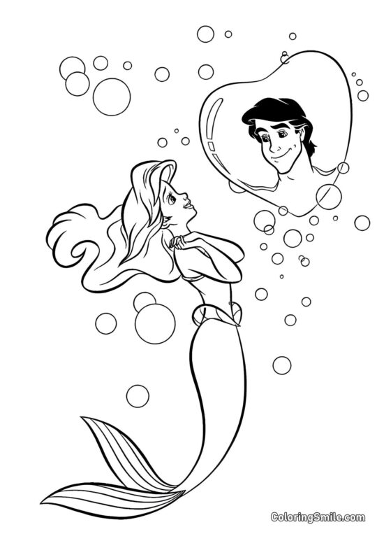 Meerjungfrau und Prinz - Ausmalbild
