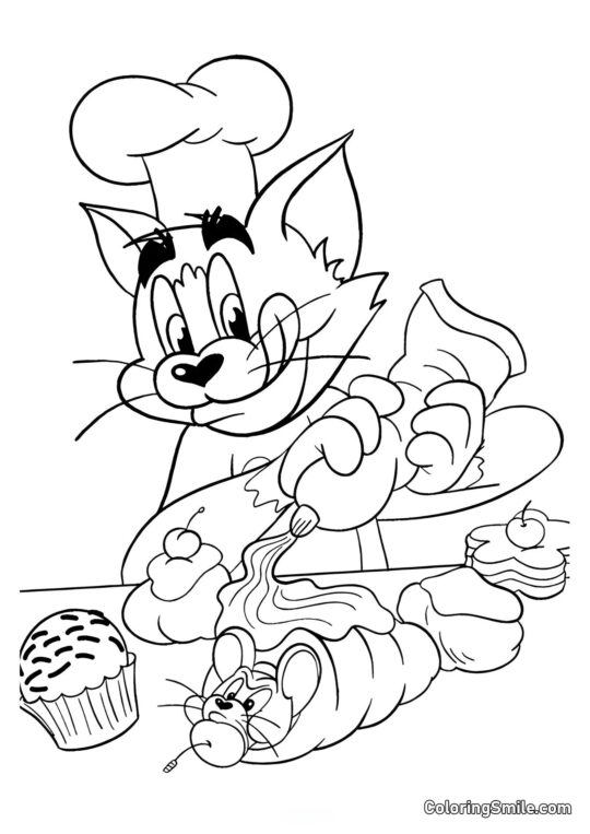 Tom macht ein Sandwich mit Jerry - Ausmalbild