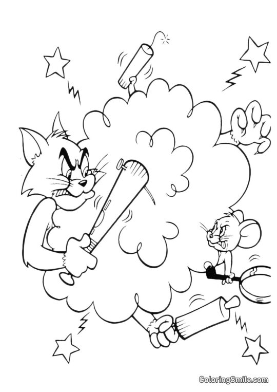 Oh wie wütend Tom und Jerry sind - Ausmalbild