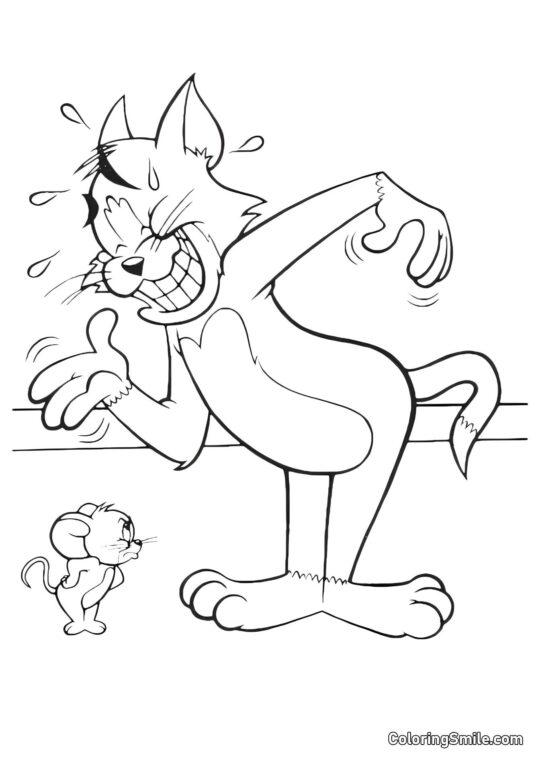 Tom lacht über Jerry - Ausmalbild