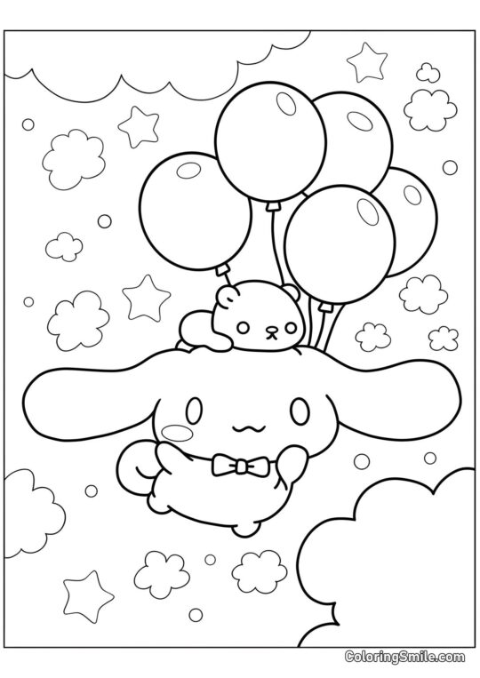 Cinnamoroll und Luftballons Cinnamoroll und Luftballons - Ausmalbild