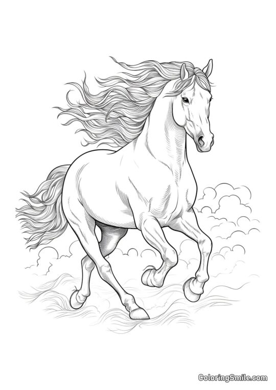 Hengst mit schöner Mähne - Ausmalbild