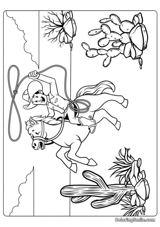 Cowboy auf einem Pferd - Ausmalbild