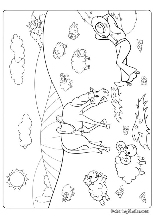Pferd und Schaf - Ausmalbild
