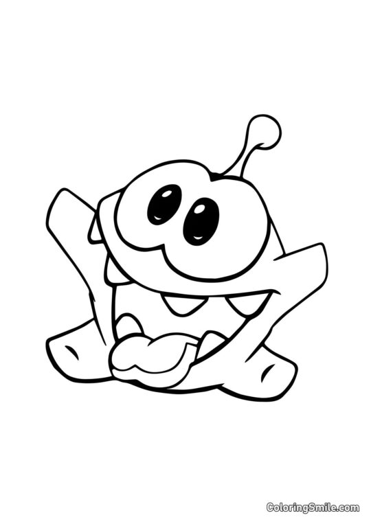 Fröhlicher Om Nom - Ausmalbild