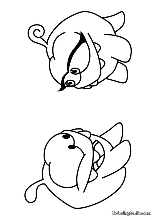 Om Nom mit Om Nelle - Ausmalbild