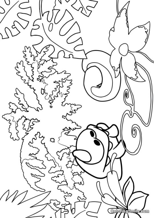 Om Nom im Dschungel - Ausmalbild