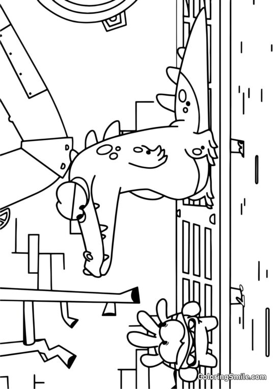 Super Nom und ein Krokodil - Ausmalbild