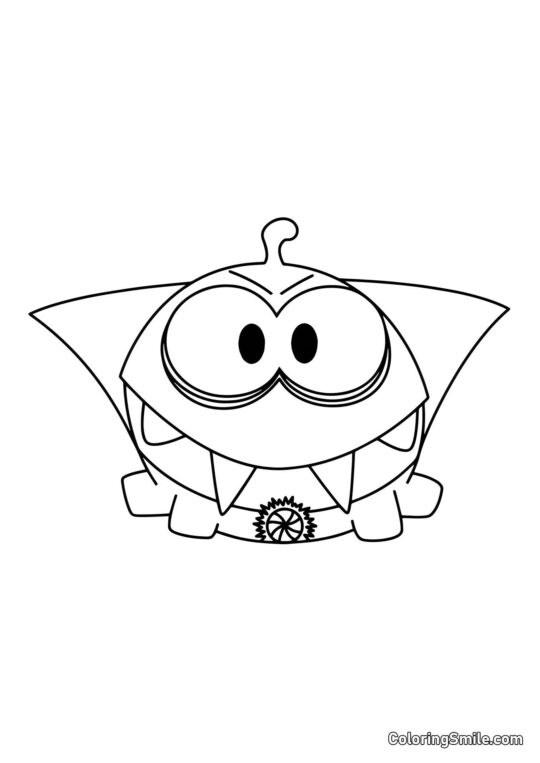 Om Nom Dracula an Halloween - Ausmalbild