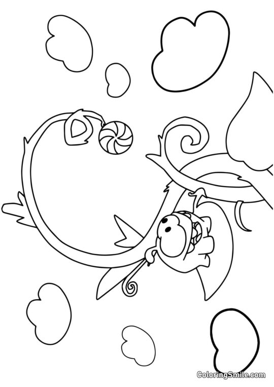 Om Nom und ein Bohnenlutscher - Ausmalbild