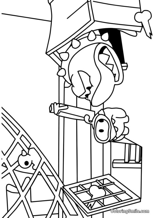 Om Nom und ein böser Hai - Ausmalbild