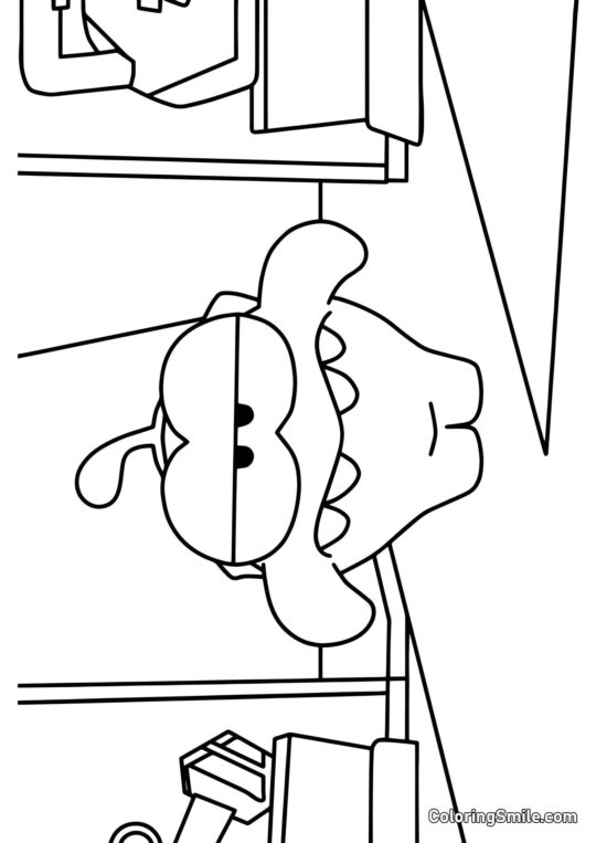 Om Nom im Fitnessstudio - Ausmalbild