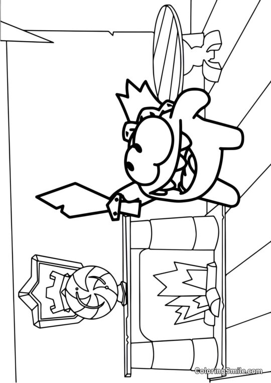 König Om Nom mit einem Schwert - Ausmalbild