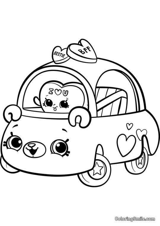 Shopkins Mädchen Auto - Ausmalbild