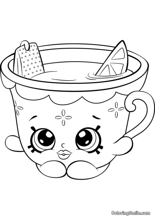 Shopkins Tee Honig und Zitrone - Ausmalbild