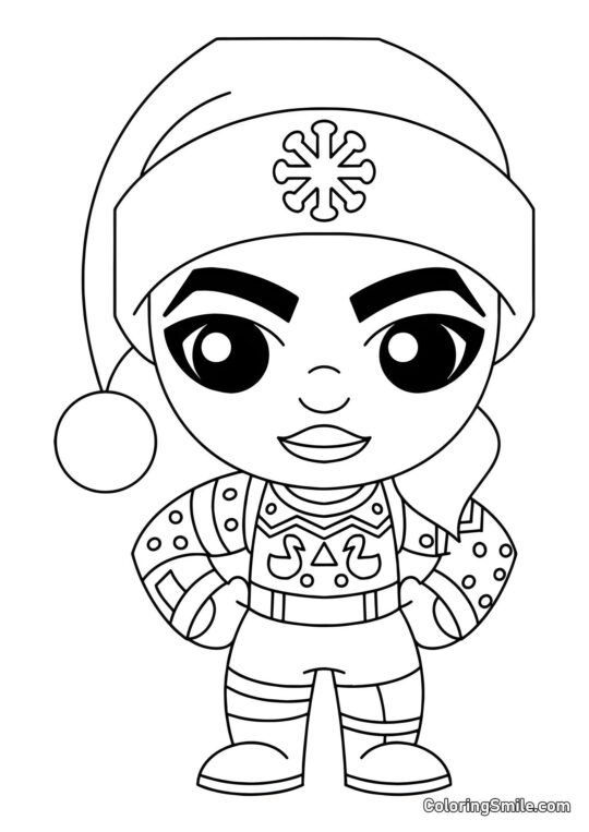 Fortnite Chibi Weihnachts-Agent Fortnite Chibi Weihnachts-Agent - Ausmalbild