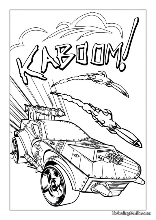 Bewaffnete Hot Wheels - Ausmalbild