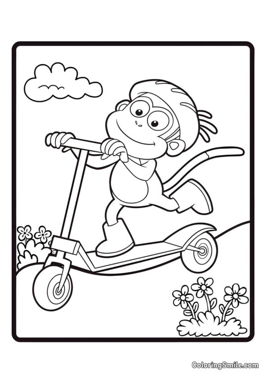 Boots auf einem Skateboard - Ausmalbild