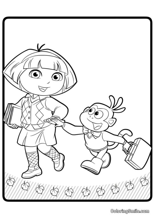 Dora die Entdeckerin geht zur Schule - Ausmalbild