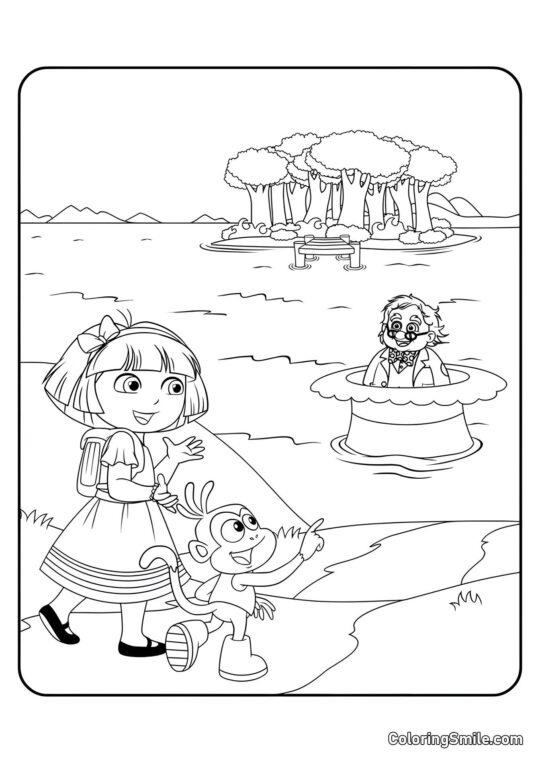 Dora und der verrückte Hutmacher - Ausmalbild