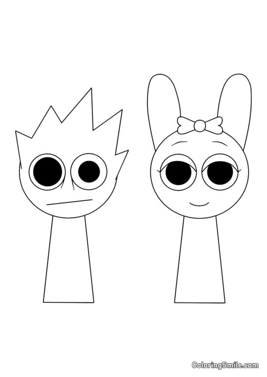 Sprunki OVAKS und Pinky - Ausmalbild