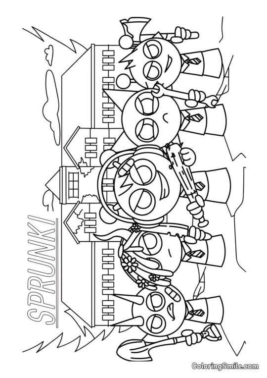 Sprunki mit Waffen - Ausmalbild