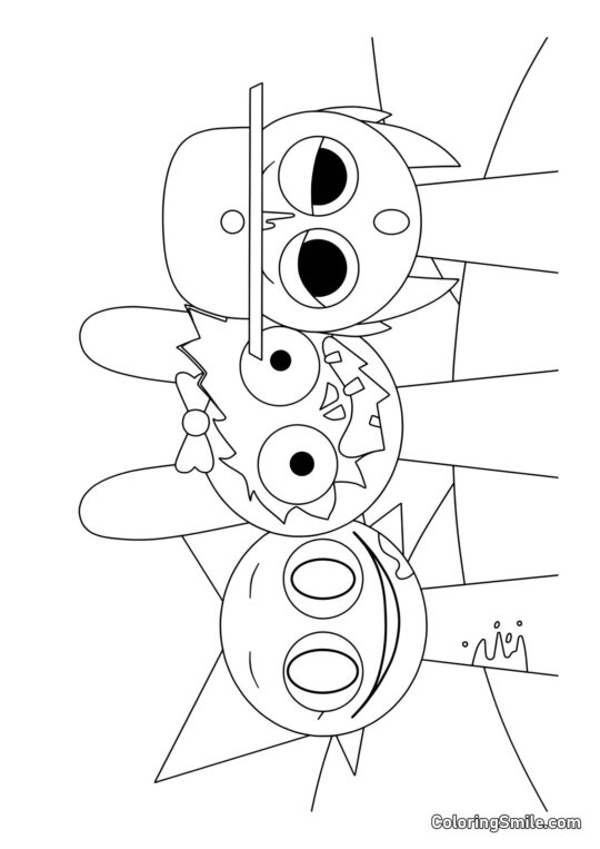 Horror Sprunki Venda, Pinky und Tanner - Ausmalbild