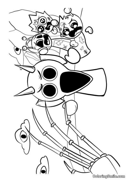 Horror Sprunki Derpl mit Freunden - Ausmalbild