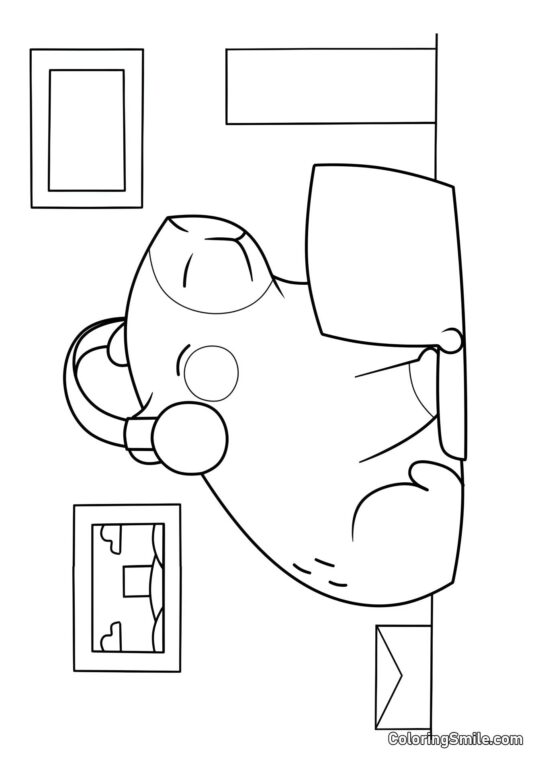 Capybara mit Laptop - Ausmalbild