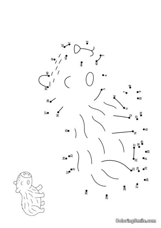 Capybara bei Punkten - Ausmalbild