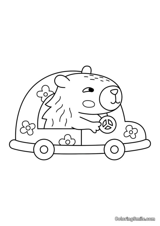 Capybara Pazifist - Ausmalbild