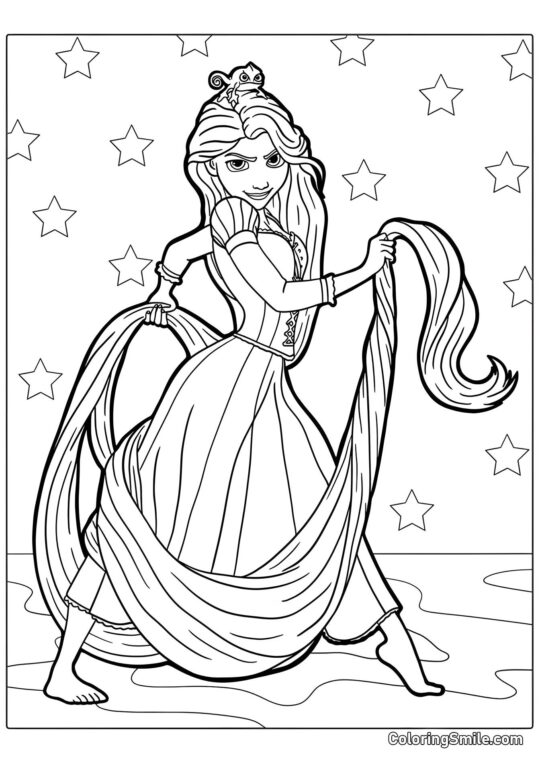 Schöne Rapunzel und treuer Pascal Schöne Rapunzel und treuer Pascal - Ausmalbild