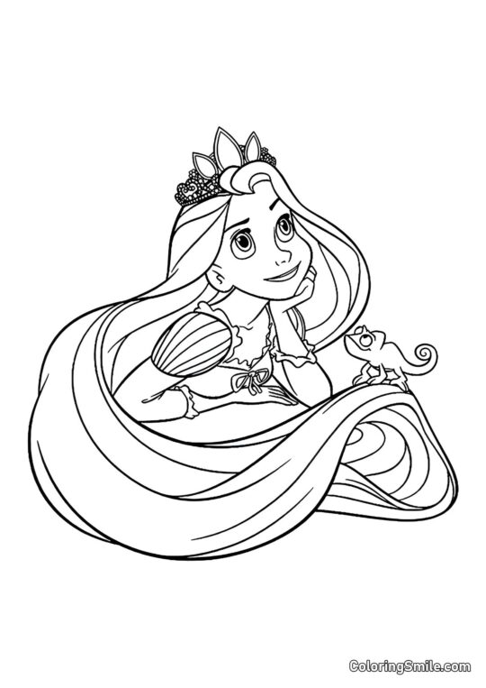 Rapunzel und Pascal träumen Rapunzel und Pascal träumen - Ausmalbild