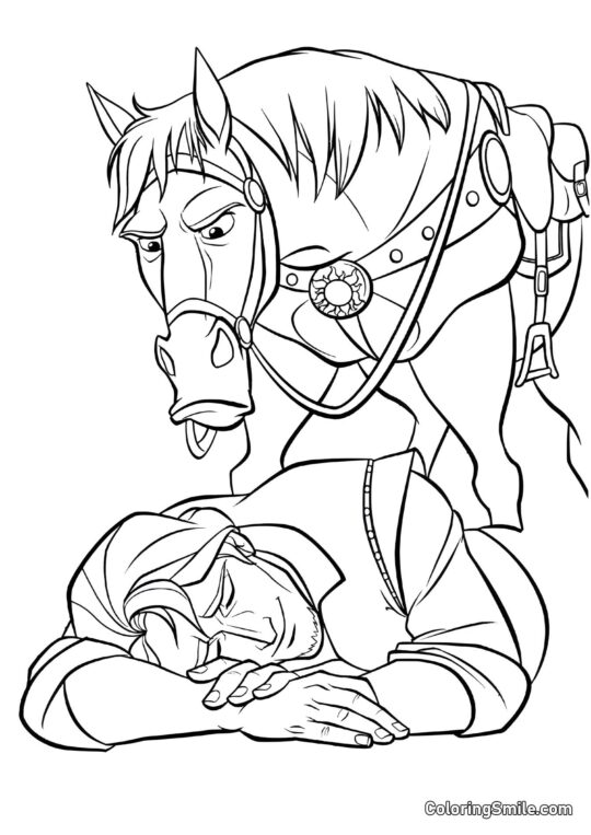 Pferd Maximus findet Flynn Pferd Maximus findet Flynn - Ausmalbild