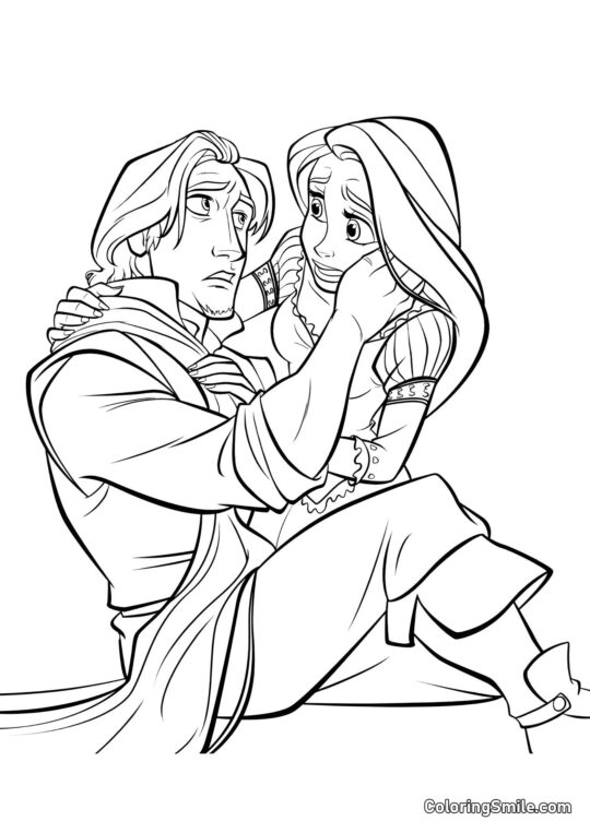 Rapunzel macht sich Sorgen um Flynn Rapunzel macht sich Sorgen um Flynn - Ausmalbild