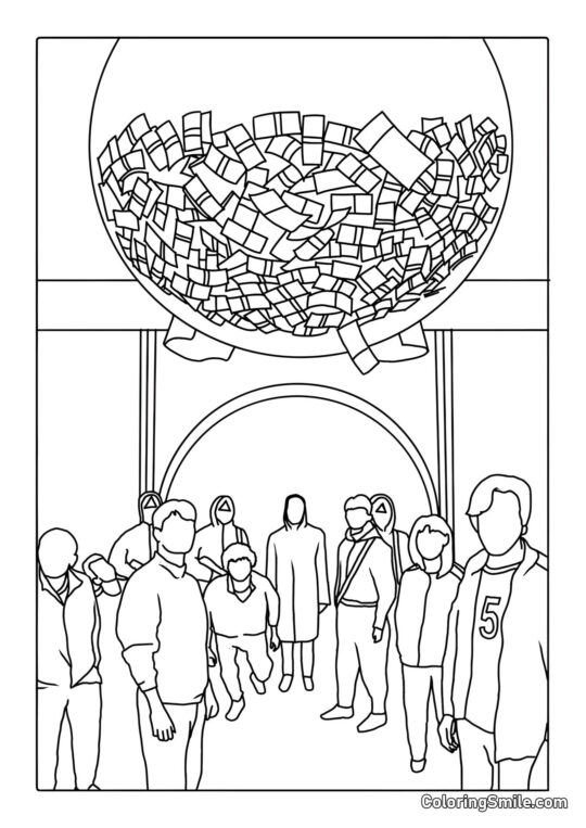 Geldball aus Squid Game - Ausmalbild